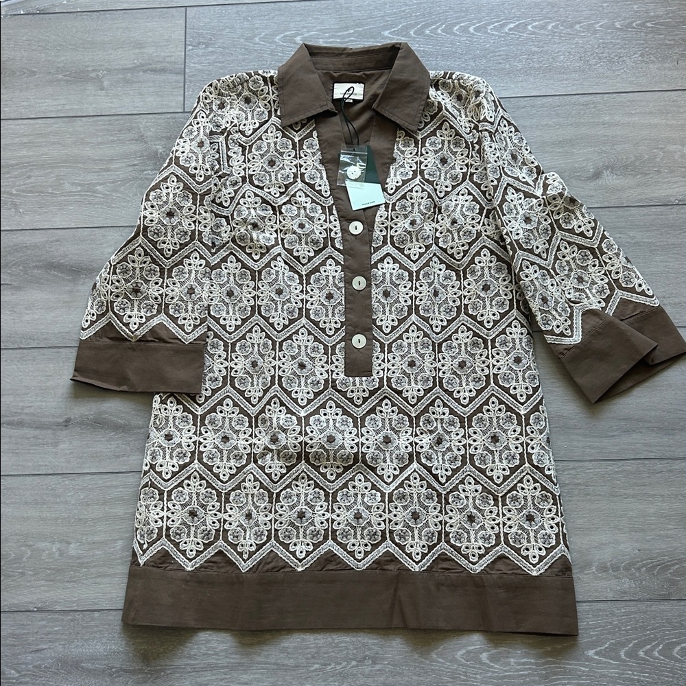 Tuckernuck Brown Mocha Embroidered Dress - Picture 2 of 8